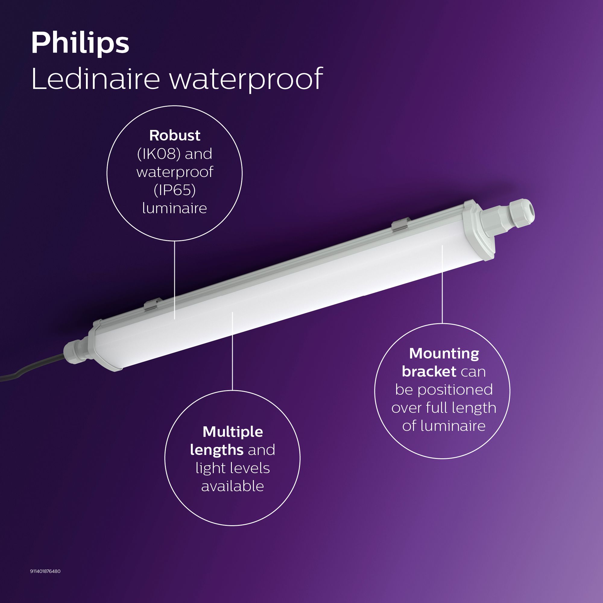 Philips Réglette LED Étanche Ledinaire WT060C 15W 1800lm - 840